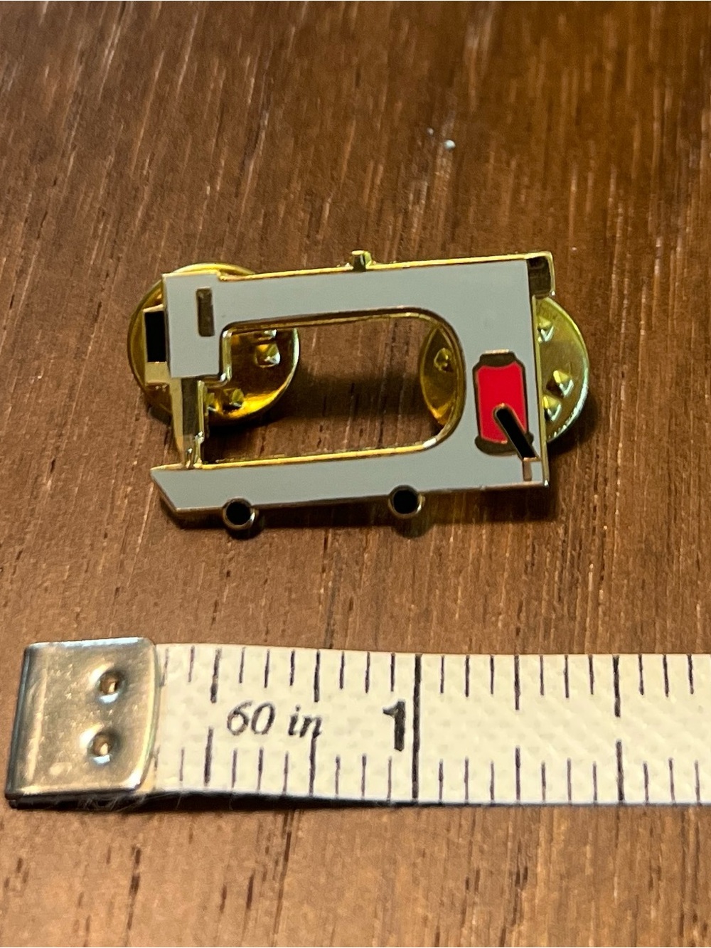 Sewing Machine Enamel Pin - White & Red